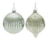 Sage Beaded Irredescent Ornament (Set Of 6) 3.75"H, 5.5"H Glass Image 1