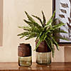 Sage Glass Vase With Wood Accent 11"H Glass/Wood Image 1