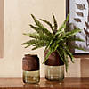 Sage Glass Vase With Wood Accent 5.5"D X 9"H Glass/Wood Image 1