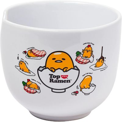 Sanrio Gudetama x Nissin Top Ramen Yolk Poses 20-Ounce Ramen Bowl With Chopsticks Image 2