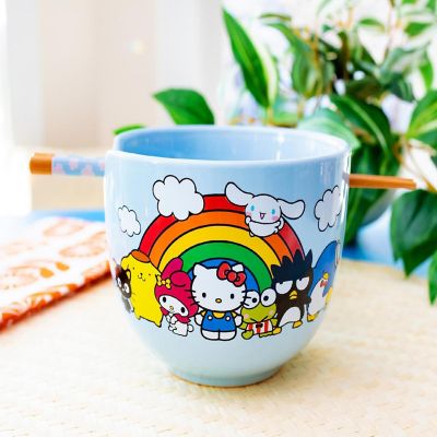 Sanrio Hello Kitty and Friends Rainbow Ceramic Ramen Bowl and Chopstick Set Image 2