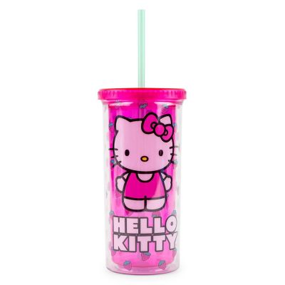 Sanrio Hello Kitty Berry Pink Carnival Cup With Lid  Holds 20 Ounces Image 1