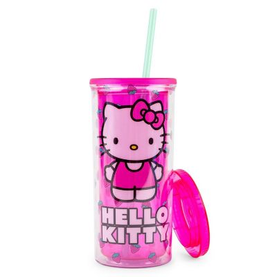 Sanrio Hello Kitty Berry Pink Carnival Cup With Lid  Holds 20 Ounces Image 1
