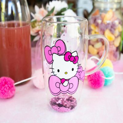 Sanrio Hello Kitty Bows and Stars Confetti Glass Mug  Holds 15 Ounces Image 2