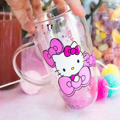 Sanrio Hello Kitty Bows and Stars Confetti Glass Mug  Holds 15 Ounces Image 3