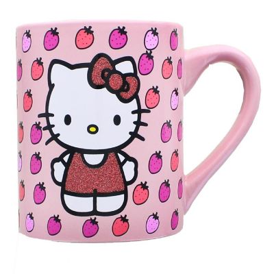 Sanrio Hello Kitty Glitter Strawberry Ceramic Mug  Holds 14 Ounces Image 2