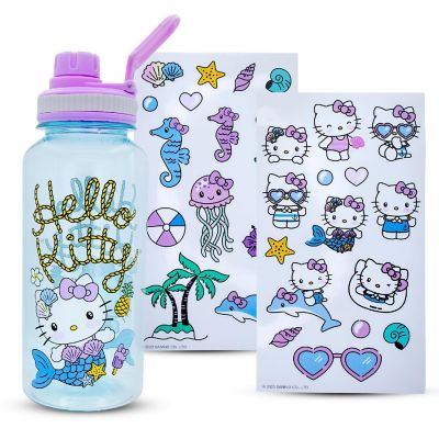 Sanrio Hello Kitty Mermaid Twist Spout Water Bottle and Sticker Set  32 Ounces Image 1
