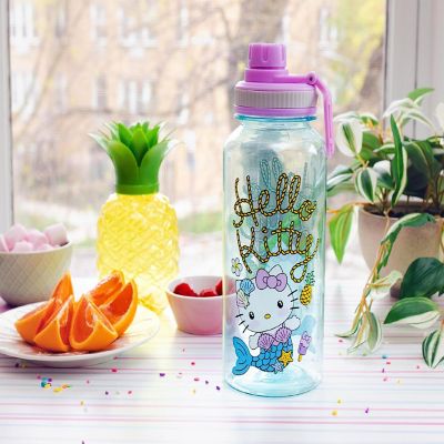 Sanrio Hello Kitty Mermaid Twist Spout Water Bottle and Sticker Set  32 Ounces Image 1