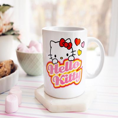 Sanrio Hello Kitty Peek-A-Boo Hearts Ceramic Mug  Holds 12 Ounces Image 2