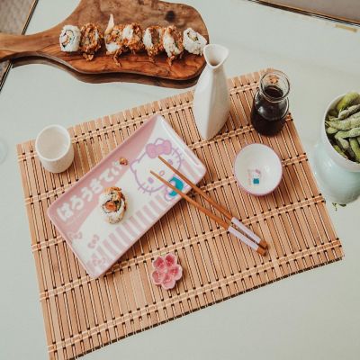 Sanrio Hello Kitty Pink 3-Piece Ceramic Sushi Set With Sauce Bowl and Chopsticks Image 3