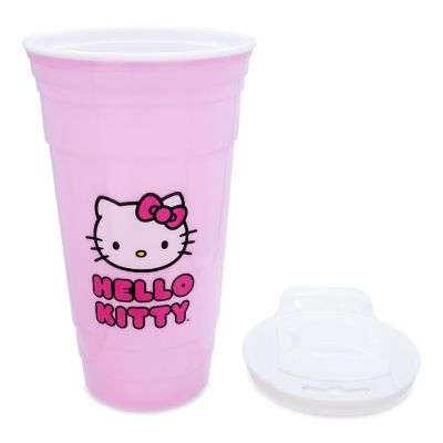 Sanrio Hello Kitty Pink Plastic Tumbler With Lid and Straw  Holds 32 Ounces Image 1