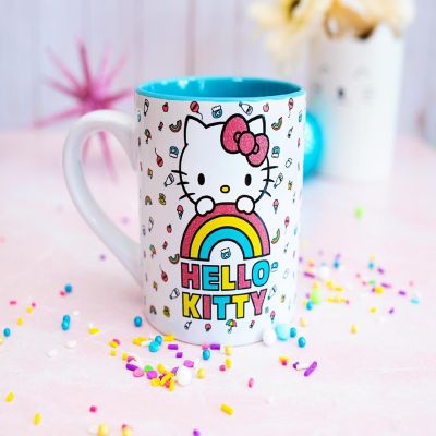 Sanrio Hello Kitty Rainbow Glitter Ceramic Mug  Holds 14 Ounces Image 1