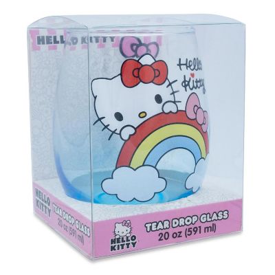 Sanrio Hello Kitty Rainbow Peek Stemless Wine Glass  Holds 20 Ounces Image 1
