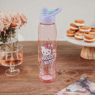 Sanrio Hello Kitty Rainbow Treats and Stars Water Bottle with Lid  28 Ounces Image 2