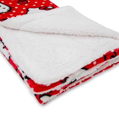 Sanrio Hello Kitty Red Polka Dots Sherpa Throw Blanket  50 x 60 Inches Image 2