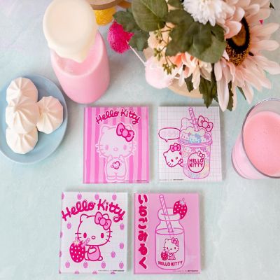 Sanrio Hello Kitty Strawberry Milk Glass Coasters  Set of 4 Image 1