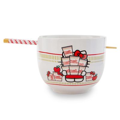 Sanrio Hello Kitty x Nissin Cup Noodles 20-Ounce Ramen Bowl and Chopstick Set Image 1