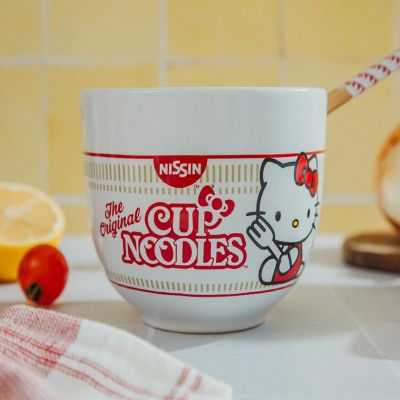 Sanrio Hello Kitty x Nissin Cup Noodles 20-Ounce Ramen Bowl and Chopstick Set Image 3