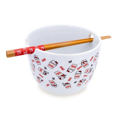 Sanrio Hello Kitty x Nissin Cup Noodles Ceramic Ramen Bowl and Chopstick Set Image 1