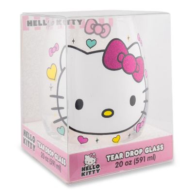 Sanrio Hello Kitty "You Had Me At Hello" Glitter Stemless Wine Glass  20 Ounces Image 1