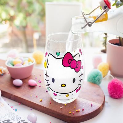 Sanrio Hello Kitty "You Had Me At Hello" Glitter Stemless Wine Glass  20 Ounces Image 3