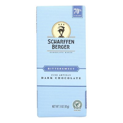 Scharffen Berger Chocolate Bar - Dark Chocolate - 70 Percent Cacao - Bittersweet - 3 oz Bars - Case of 12 Image 1