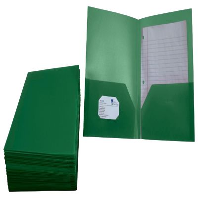 School Smart 2-Pocket Poly Folders, Green, Pack of 25 Image 1