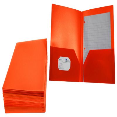 School Smart 2-Pocket Poly Folders, Orange, Pack of 25 Image 2