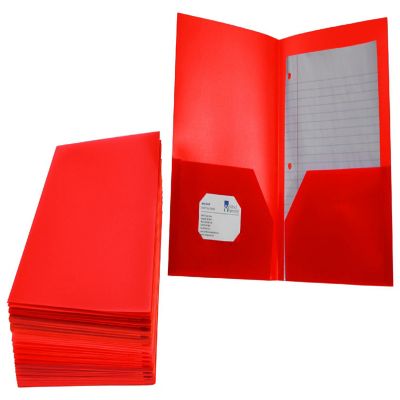 School Smart 2-Pocket Poly Folders, Red, Pack of 25 Image 1