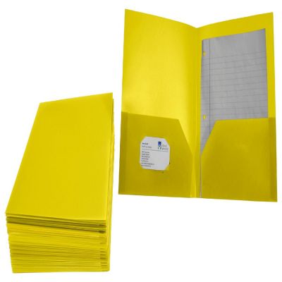 School Smart 2-Pocket Poly Folders, Yellow, Pack of 25 Image 2