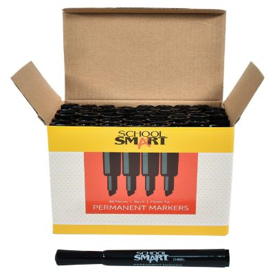 School Smart Non-Toxic Permanent Markers, Broad Chisel Tip, Black, Pack of 48 Image 2