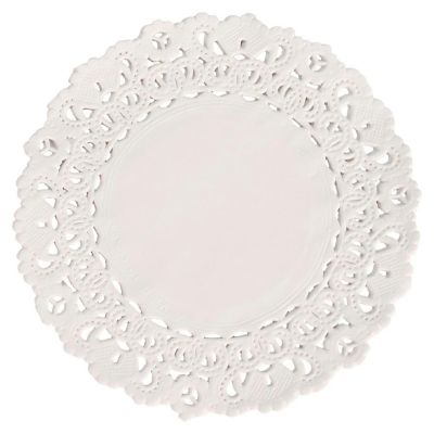 School Smart Paper Die Cut Round Lace Doilies, 8 Inches, White, Pack of 100 Image 1