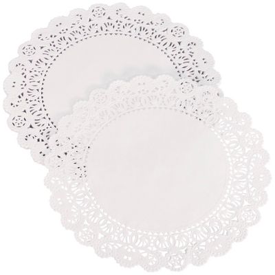 School Smart Paper Die Cut Round Lace Doilies, 8 Inches, White, Pack of 100 Image 2