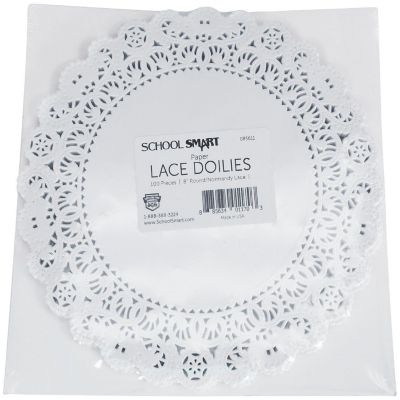 School Smart Paper Die Cut Round Lace Doilies, 8 Inches, White, Pack of 100 Image 3