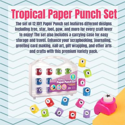 Scrapbook Paper Punchers - 12 Unique Tropical Vacation Beach Hole Punchers - Scrapbooking Supplies kit and Accessories, DIY Craft Card Making, Office Supplies, Image 1