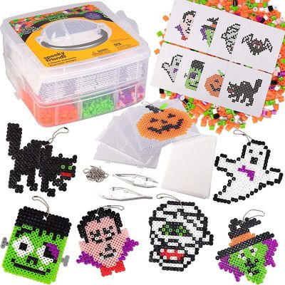SCS Direct 3000 Pc Monster Fuse Bead Kit with 8 Keychains - Ghost, Witch, Vampire & More - Spooky Halloween Ornaments & Decorations - Great Kids DIY Craft Toy Gift - Indoor Halloween Party Ideas! Image 1