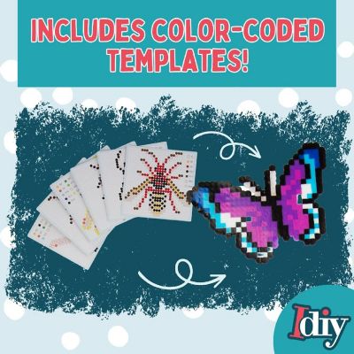 SCS Direct 8,000pc DIY Fuse Bead Kit w Carrying Case - Bugs and Insects - 21 Colors, 12 Unique Templates, 4 Peg Boards, Tweezers, Ironing Paper - Works w Perler Beads Kits, Pixel Art Color by Numbers Craft Gift Image 2