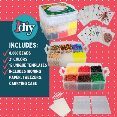 SCS Direct 8,000pc DIY Fuse Bead Kit w Carrying Case - Bugs and Insects - 21 Colors, 12 Unique Templates, 4 Peg Boards, Tweezers, Ironing Paper - Works w Perler Beads Kits, Pixel Art Color by Numbers Craft Gift Image 3