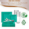 Sea Aqua Square Disposable Plastic Dinnerware Value Set (60 Settings) Image 3