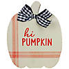 Set of 2 Blue and Beige Fall Harvest Wooden Pumpkin Welcome Plaques 8" Image 1