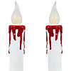 Set of 2 Pre-lit LED White and Red Halloween Candles 9" Image 3