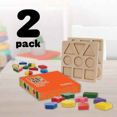 Set Of 2 Wood Shape Toddler Puzzles Toys Image 3