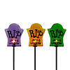 Set of 3 Tombstone Halloween Pathway Markers - 3.5ft Black Wire Image 1