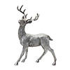 Silver Deer Statue (Set Of 2) 9"L X 9.5"H, 9.25"L X 13.25"H Resin Image 1