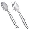 Silver Disposable Plastic Serving Flatware Set - Serving Spoons and Serving Forks (55 Pairs) Image 1
