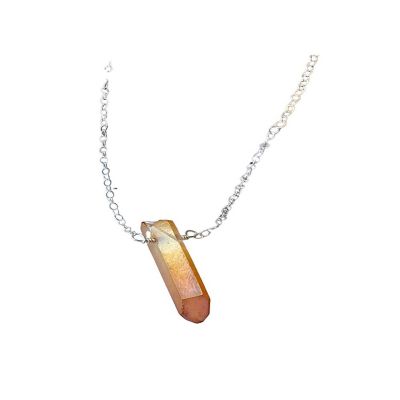 SingleRaw Peach Quartz Necklace Image 1
