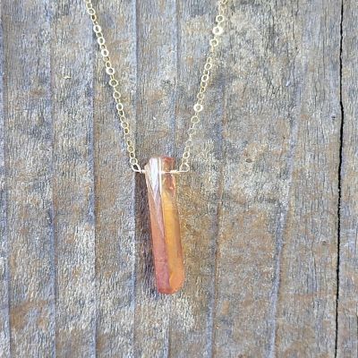 SingleRaw Peach Quartz Necklace Image 2