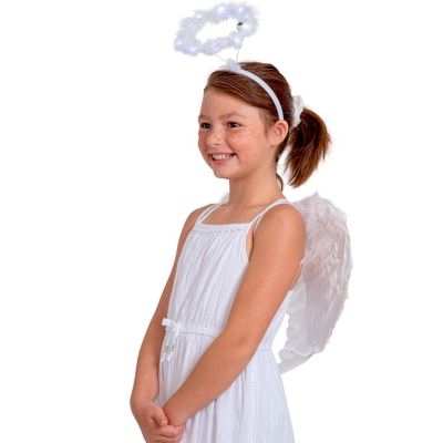 Skeleteen Angel Wings Costume Accessory - White Feathered Angelic Wings for Angel and Cupid Costume for Adults and Children Image 1