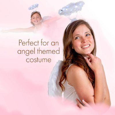 Skeleteen Angel Wings Costume Accessory - White Feathered Angelic Wings for Angel and Cupid Costume for Adults and Children Image 3