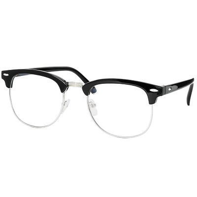 Skeleteen Clear Lens Costume Glasses - Non Prescription Horn Rimmed Fake Club Eyeglasses for Adults and Children Black Image 1